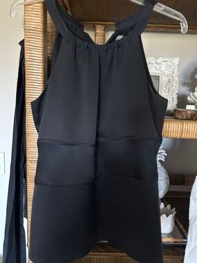 Ann Taylor Black Halter Neck Blouse with Waistband